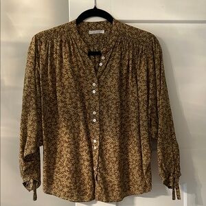 Doen Floral Button-Up Blouse in Earthy Tones